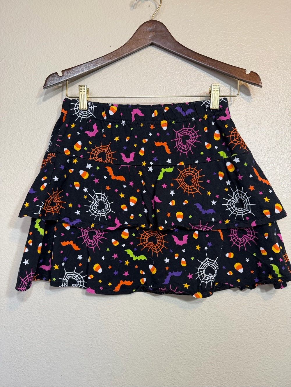 Way to Celebrate Halloween Skirt -Spiders, Bats, Candy Corn-Girl's Size XL 14-16